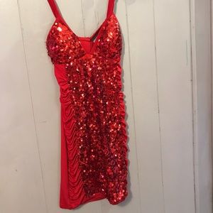 Red sequin party dress